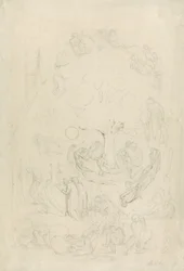 Gamboly duchů podle jejich náklonností Před konečným soudem, 1805-08 (grafit a hnědá barva na papíře)